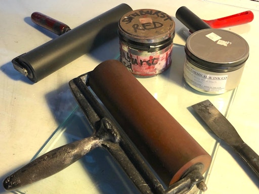 Lino block printing