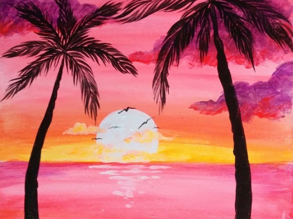 Paint & Sip @ Ascot Vale Studio - Pink Palms