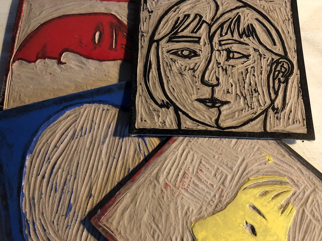 Lino block printing