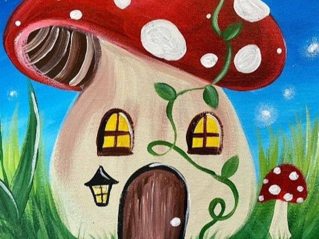 School Holidays Painting Class - Mushroom House