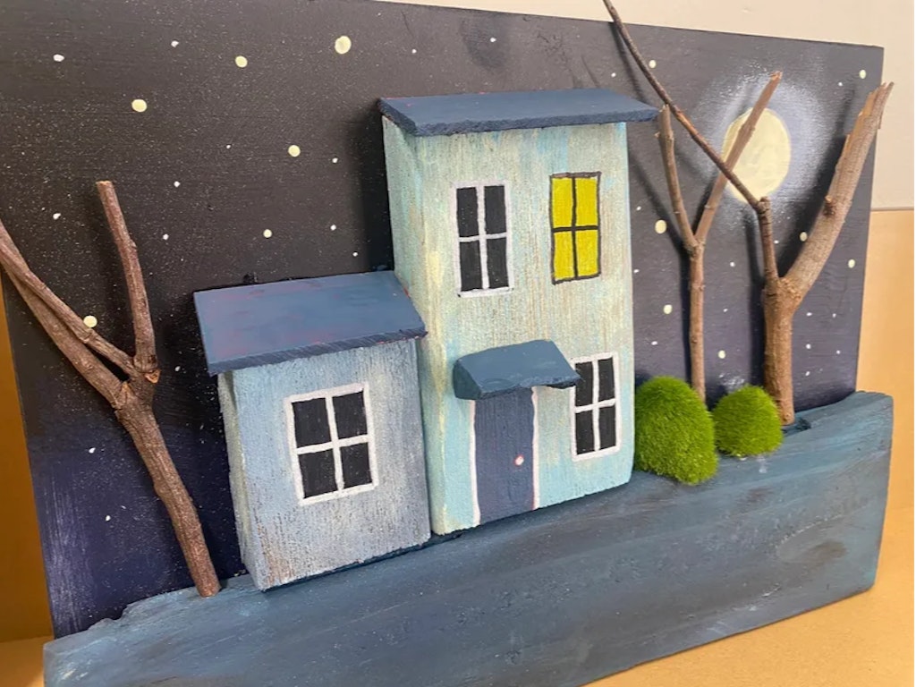 Starry Night Wooden Village - Creative Soul Sessions
